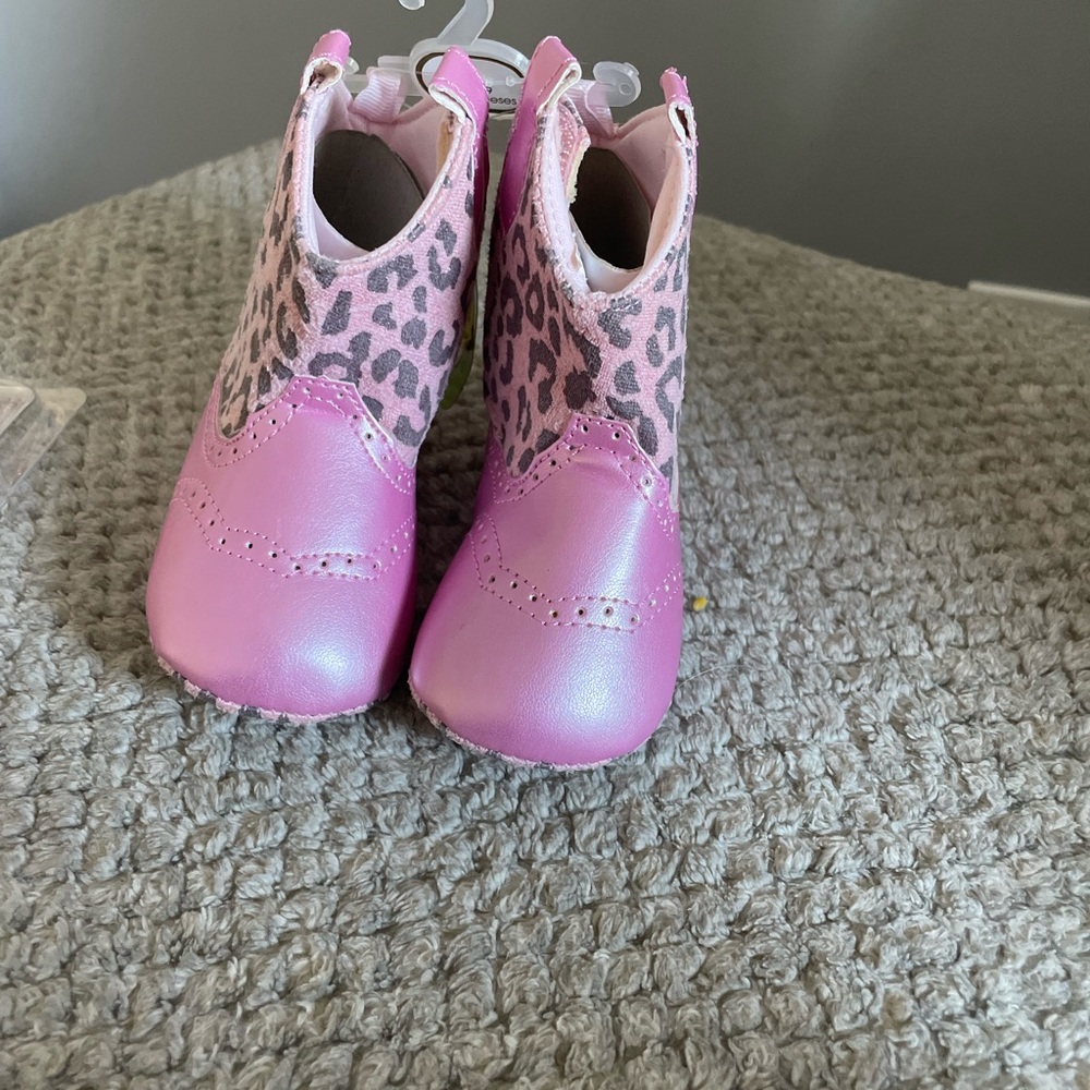 Baby Deer Pink Leopard Print Boots